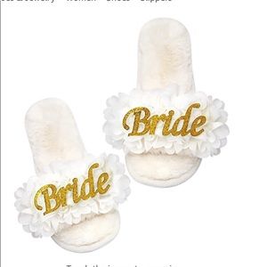 Elegant Bride wedding bridal slippers.
